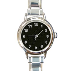 Army Green and Black Netting Round Italian Charm Watch