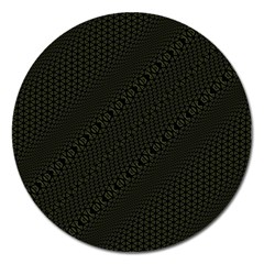 Army Green And Black Netting Magnet 5  (round) by SpinnyChairDesigns