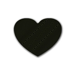 Army Green and Black Netting Rubber Coaster (Heart) 