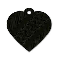 Army Green and Black Netting Dog Tag Heart (One Side)