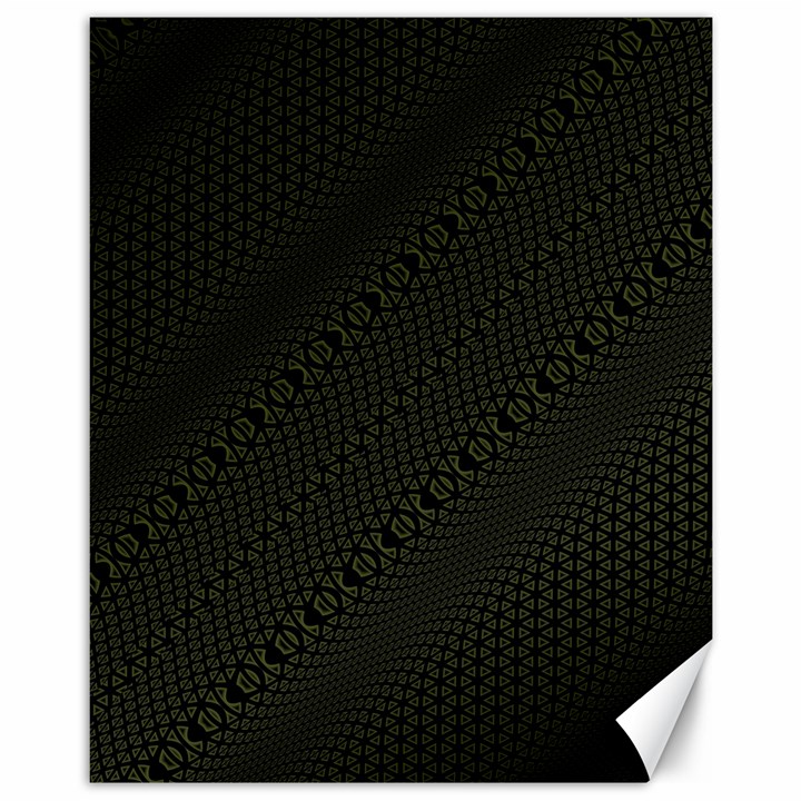 Army Green and Black Netting Canvas 11  x 14 