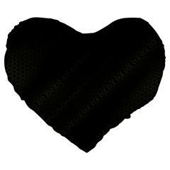 Army Green and Black Netting Large 19  Premium Heart Shape Cushions