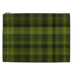 Army Green Color Plaid Cosmetic Bag (xxl) by SpinnyChairDesigns