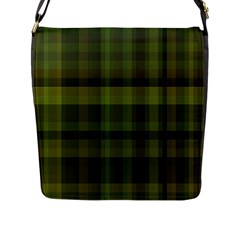 Army Green Color Plaid Flap Closure Messenger Bag (l) by SpinnyChairDesigns