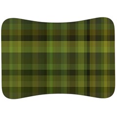 Army Green Color Plaid Velour Seat Head Rest Cushion by SpinnyChairDesigns