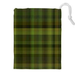 Army Green Color Plaid Drawstring Pouch (4xl) by SpinnyChairDesigns