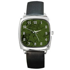 Amy Green Color Grunge Square Metal Watch