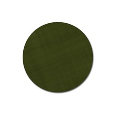 Army Green Color Texture Magnet 3  (round) by SpinnyChairDesigns