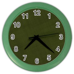 Army Green Color Texture Color Wall Clock by SpinnyChairDesigns