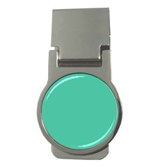 True Biscay Green Solid Color Money Clips (round)  by SpinnyChairDesigns