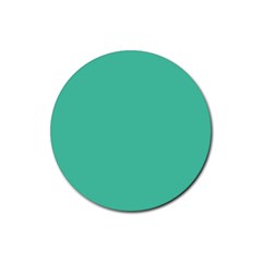 True Biscay Green Solid Color Rubber Coaster (round)  by SpinnyChairDesigns