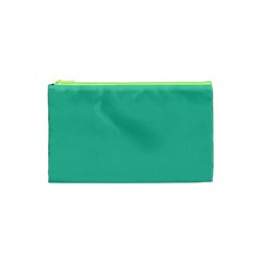 True Biscay Green Solid Color Cosmetic Bag (xs) by SpinnyChairDesigns