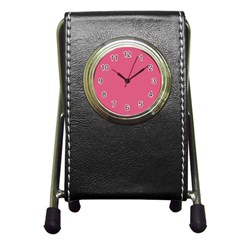 True Blush Pink Color Pen Holder Desk Clock by SpinnyChairDesigns