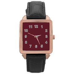 True Burgundy Color Rose Gold Leather Watch  by SpinnyChairDesigns