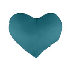 True Cadet Blue Teal Color Standard 16  Premium Flano Heart Shape Cushions by SpinnyChairDesigns