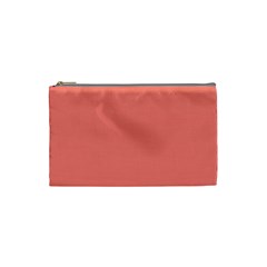 True Coral Pink Color Cosmetic Bag (small) by SpinnyChairDesigns