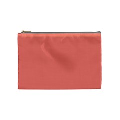 True Coral Pink Color Cosmetic Bag (medium) by SpinnyChairDesigns