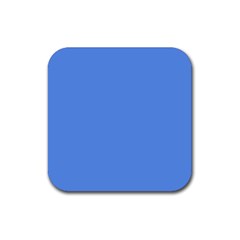 True Cornflower Blue Color Rubber Coaster (square)  by SpinnyChairDesigns