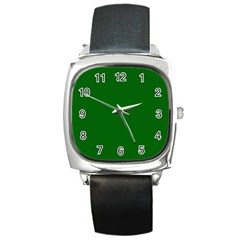 True Emerald Green Color Square Metal Watch by SpinnyChairDesigns