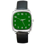 True Emerald Green Color Square Metal Watch Front