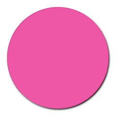 Hot Hollywood Pink Color Round Mousepads by SpinnyChairDesigns