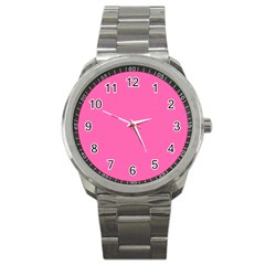 Hot Hollywood Pink Color Sport Metal Watch by SpinnyChairDesigns