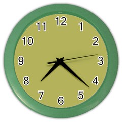 Olive Green Color Color Wall Clock by SpinnyChairDesigns