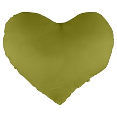 Olive Green Color Large 19  Premium Heart Shape Cushions by SpinnyChairDesigns