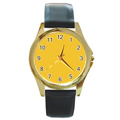 True Saffron Yellow Color Round Gold Metal Watch by SpinnyChairDesigns