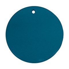 True Teal Blue Color Round Ornament (two Sides) by SpinnyChairDesigns