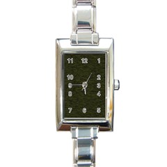 Army Green Color Textured Rectangle Italian Charm Watch by SpinnyChairDesigns