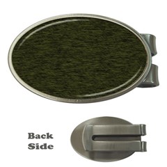 Army Green Color Textured Money Clips (oval)  by SpinnyChairDesigns