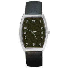 Army Green Color Textured Barrel Style Metal Watch