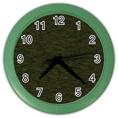 Army Green Color Textured Color Wall Clock by SpinnyChairDesigns