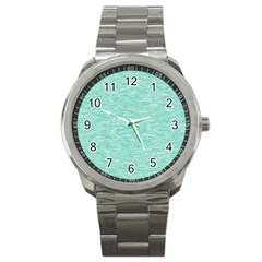 Biscay Green Texture  Sport Metal Watch by SpinnyChairDesigns