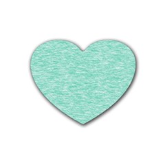 Biscay Green Texture  Heart Coaster (4 Pack)  by SpinnyChairDesigns