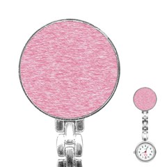 Blush Pink Textured Stainless Steel Nurses Watch by SpinnyChairDesigns