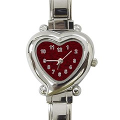 Dark Red Texture Heart Italian Charm Watch by SpinnyChairDesigns