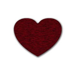 Dark Red Texture Rubber Coaster (heart)  by SpinnyChairDesigns