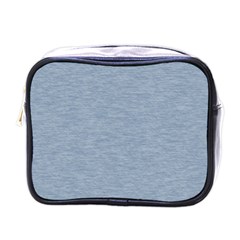 Faded Denim Blue Texture Mini Toiletries Bag (one Side) by SpinnyChairDesigns