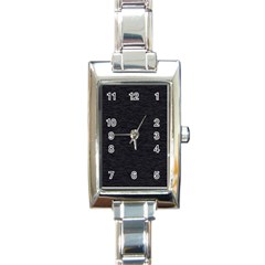 Black Color Texture Rectangle Italian Charm Watch by SpinnyChairDesigns