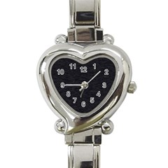 Black Color Texture Heart Italian Charm Watch by SpinnyChairDesigns