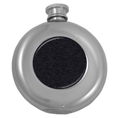 Black Color Texture Round Hip Flask (5 Oz) by SpinnyChairDesigns