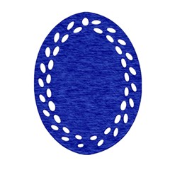 Cobalt Blue Color Texture Oval Filigree Ornament (two Sides) by SpinnyChairDesigns