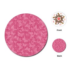 Blush Pink Butterflies Batik Playing Cards Single Design (round) by SpinnyChairDesigns