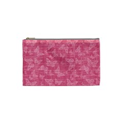 Blush Pink Butterflies Batik Cosmetic Bag (small) by SpinnyChairDesigns