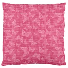 Blush Pink Butterflies Batik Large Cushion Case (two Sides) by SpinnyChairDesigns