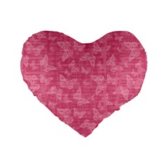 Blush Pink Butterflies Batik Standard 16  Premium Heart Shape Cushions by SpinnyChairDesigns