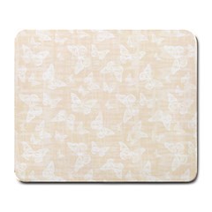Champagne And White Butterflies Batik Large Mousepads by SpinnyChairDesigns
