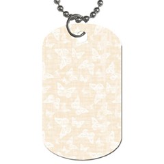 Champagne And White Butterflies Batik Dog Tag (two Sides) by SpinnyChairDesigns